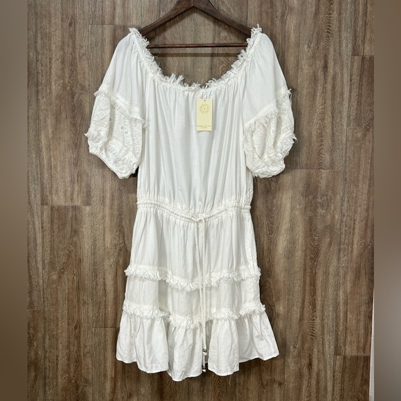 Ramy Brook LaLa White Off the Shoulder Tiered Mini Dress - Picture 5 of 15